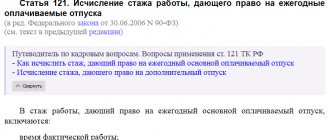 Article 121 of the Labor Code of the Russian Federation